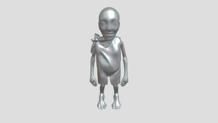 cartoonish humanoid character in minimal clothi 3D Model