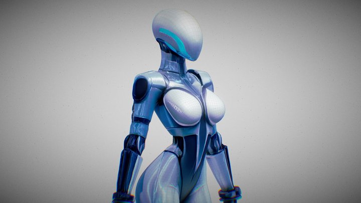 Futuristic bootylicious female robot 3D Model