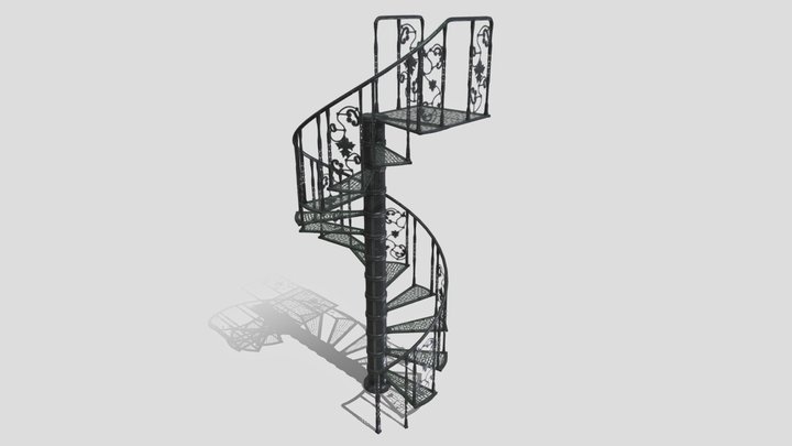 Trim Sheet - Cast Iron spiral staircase 3D Model