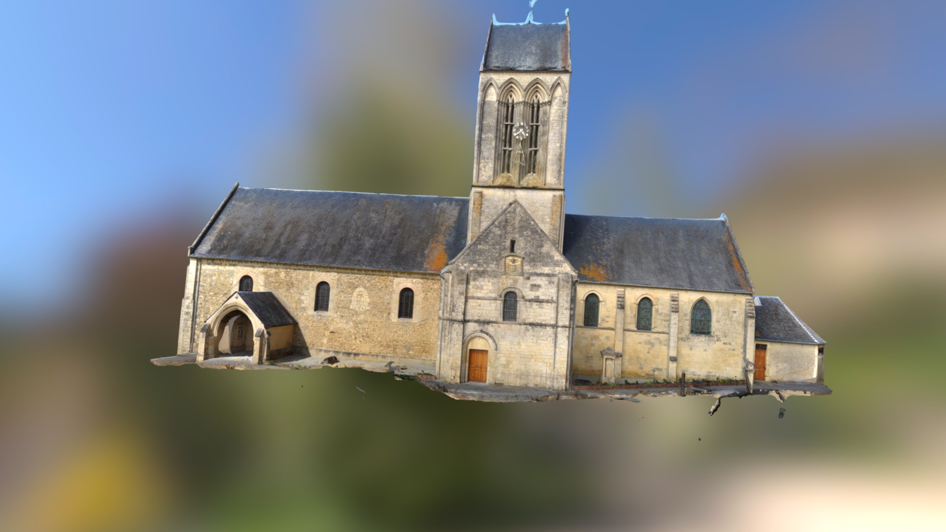 3D model tilly sur seulles church, France - This is a 3D model of the tilly sur seulles church, France. The 3D model is about a castle on a lake.