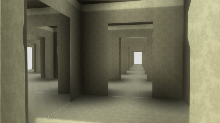Backrooms found footage chase scene 3D Model