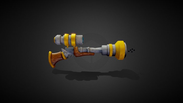 Stylized steampunk gun. 3D Model