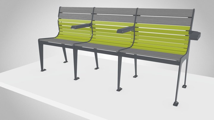Accessible bench (3 seats) – Gratis 3D-model STL