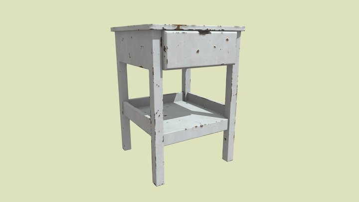 Old white nightstand 3D Model