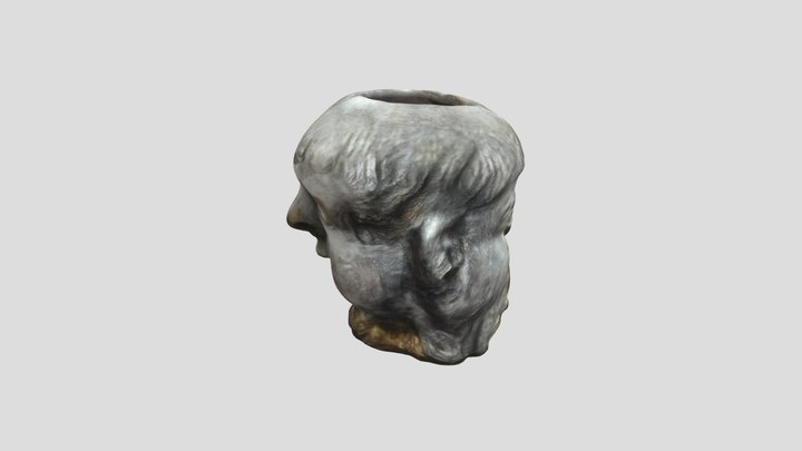 Stone Face Sculpture bearded man surprise mouth 3D Model
