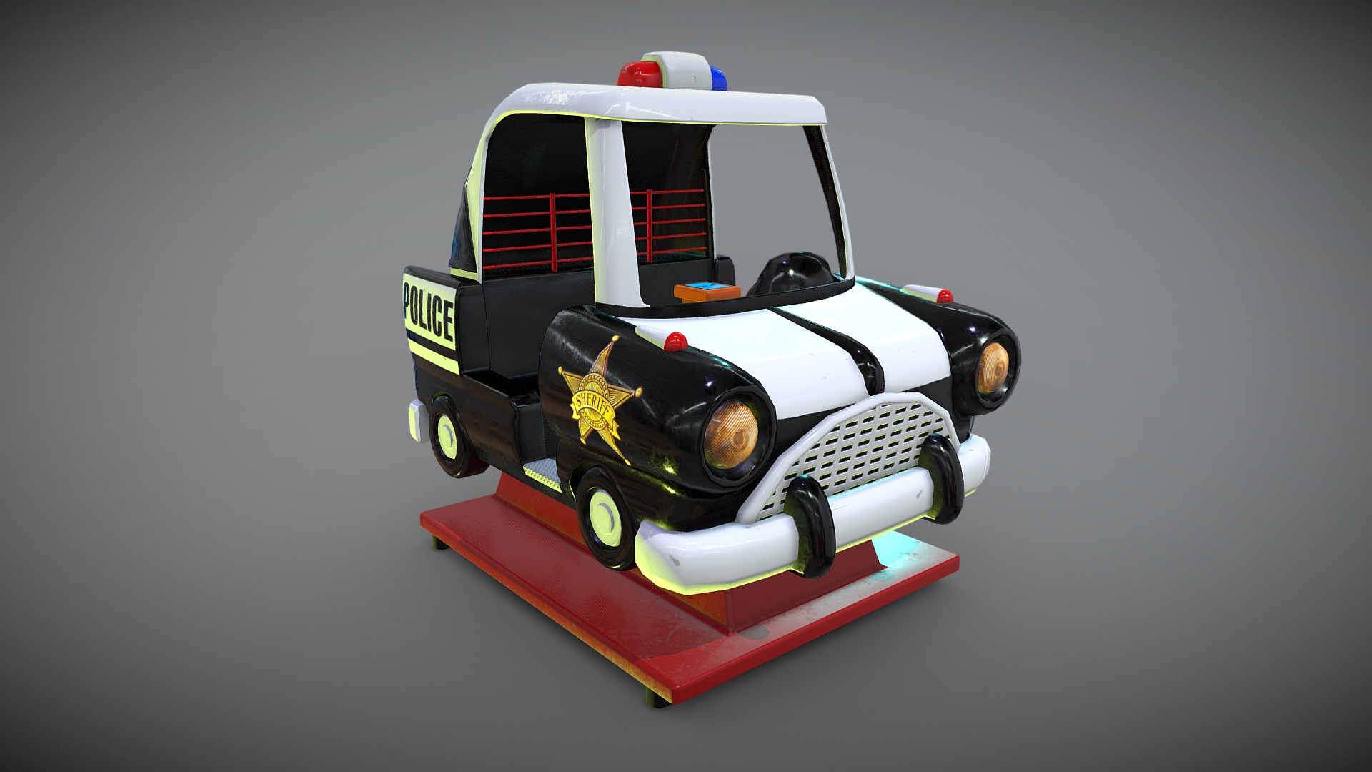 3D model Police Coin Operated Ride - This is a 3D model of the Police Coin Operated Ride. The 3D model is about a toy car on a table.