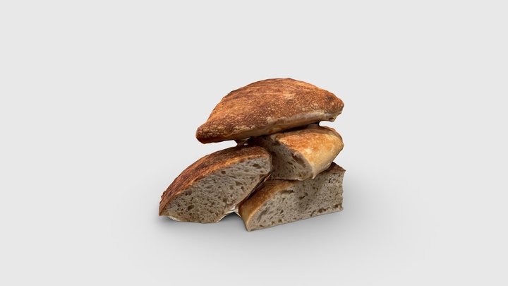 Pile of home made bread 3D Model