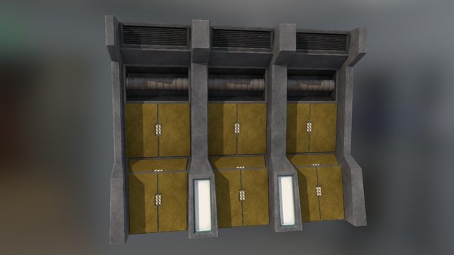 Star Wars KOTOR style space ship interior walls 3D Model