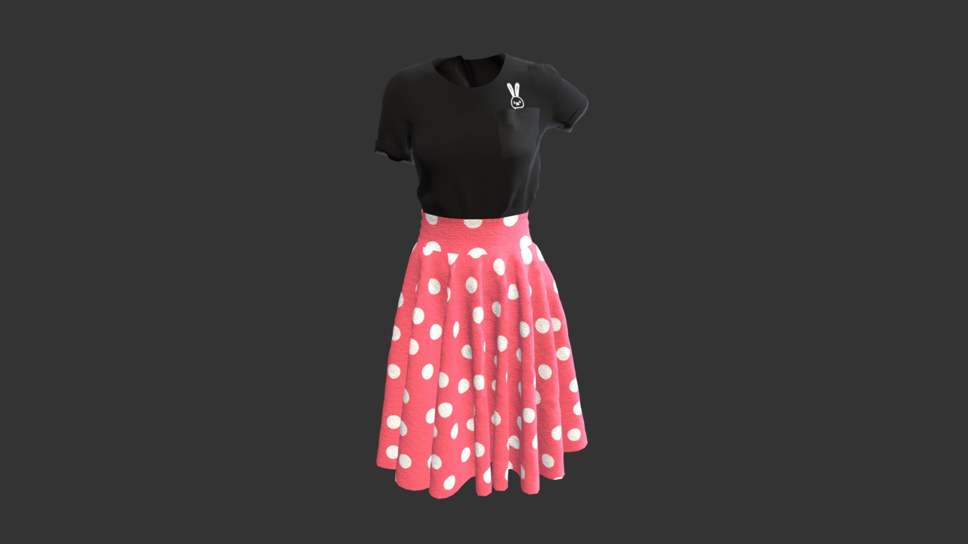 3D model Skirt and t-shirt - This is a 3D model of the Skirt and t-shirt. The 3D model is about a pair of dresses.
