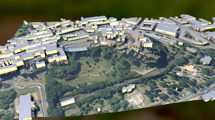 Edinburgh Castle and cubic buildings - Scotland
