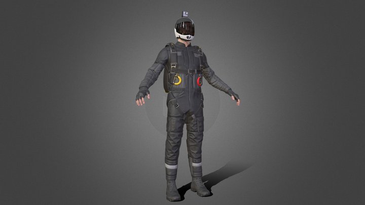 Man in Skydiving Suit - Rigged 3D Model