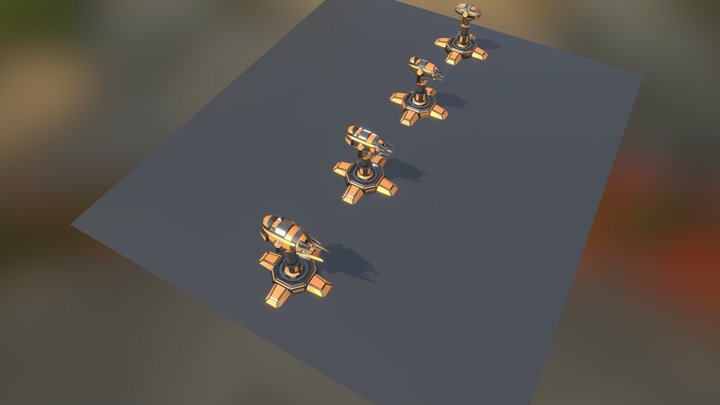SciFi Turrets Set 3 3D Model