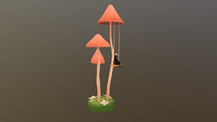 Mushroom Scene Animated 3D Model