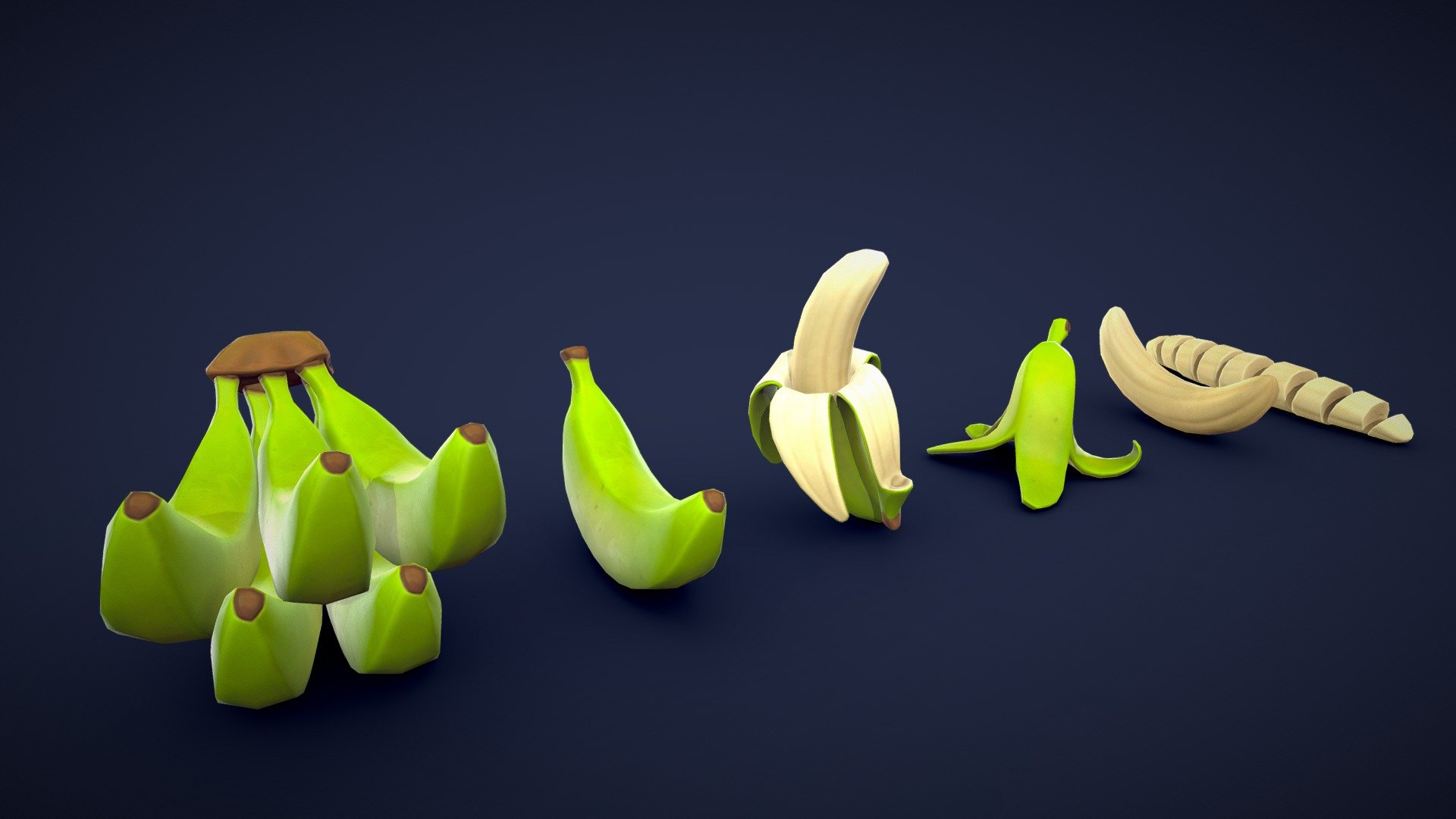 Stylized Banana Underripe Low Poly Buy Royalty Free 3d Model By Larkart Store Larkart 9721