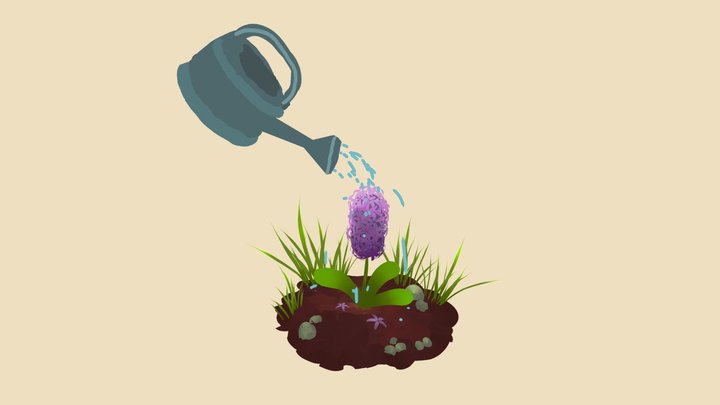 Quillustration Flower and Water-Can 3D Model