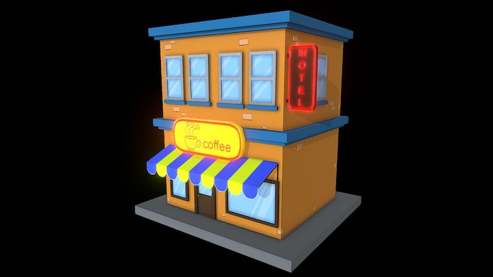 Building Cartoon  (Low Poly) 3D Model