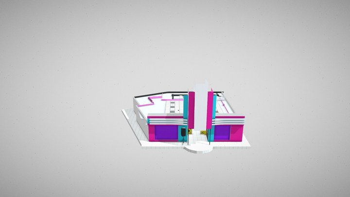 bar model with lights v2(2 WITH COMPREASED TEXTU 3D Model