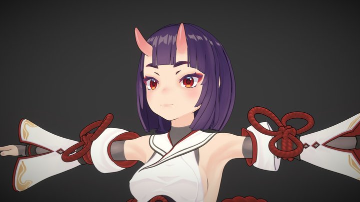 Oni girl_Anime-style 3D Model