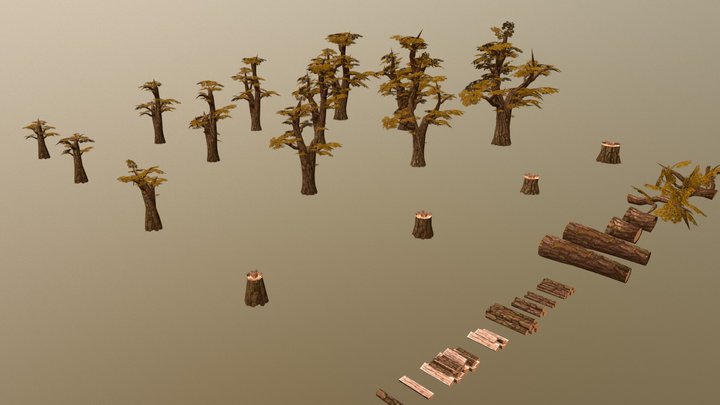 Elm Trees - Autumn Skin 3D Model