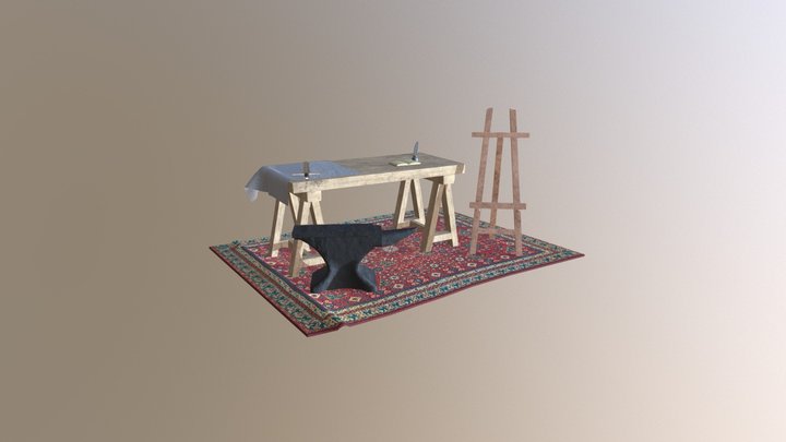 Basement table and props 3D Model