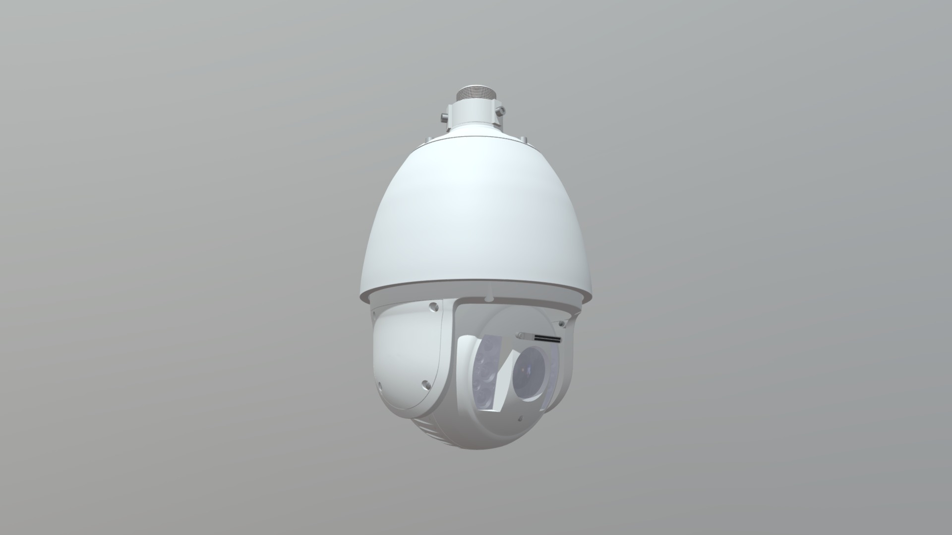3D model PTZ camera with wiper - This is a 3D model of the PTZ camera with wiper. The 3D model is about a white light bulb.