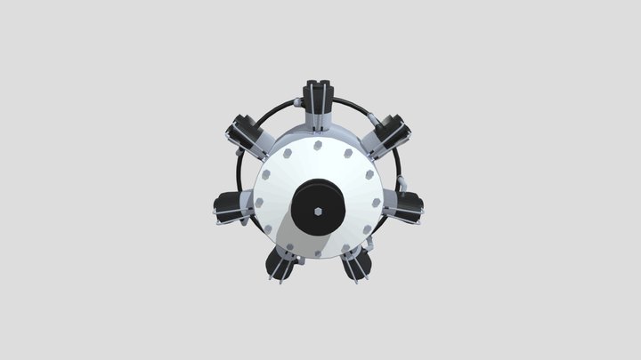 7-Cylinder Radial Aircraft Engine 3D Model