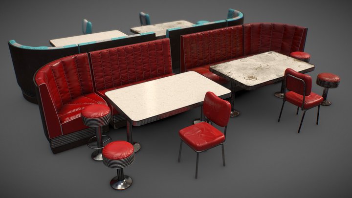 AssetPack: Retro Diner Furniture vol.1 3D Model