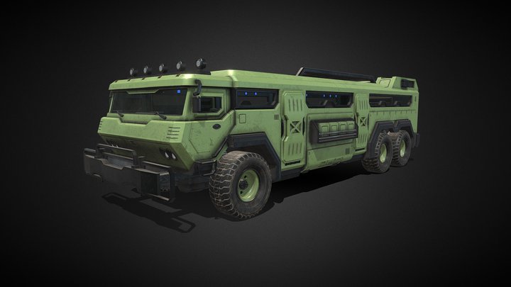 Military 6x6 All Terrain Tactical  Vehicle PBR 3D Model
