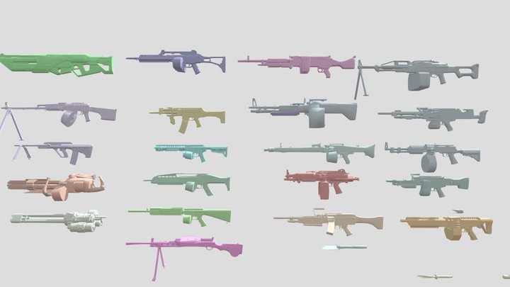 Warface LMG weapons pack 3D Model