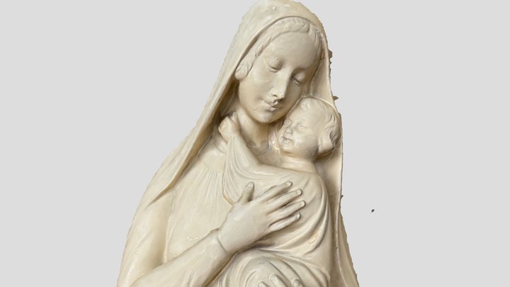 Saint statue of Mary with baby Jesus on her arms 3D Model