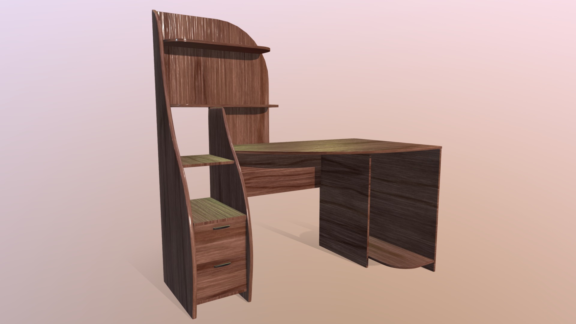 3D model Computer Desk Wood - This is a 3D model of the Computer Desk Wood. The 3D model is about a wooden structure with a window.