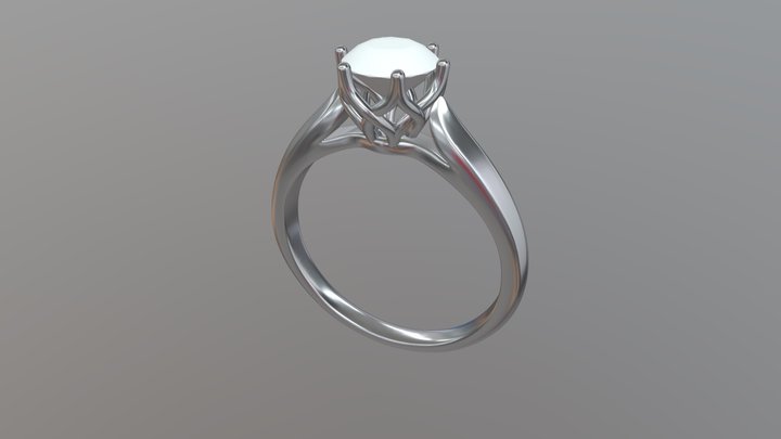 Silver Ring With Diamond 3D Model