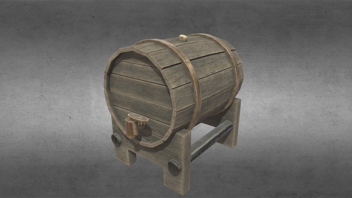barril de vino medieval 3D Model