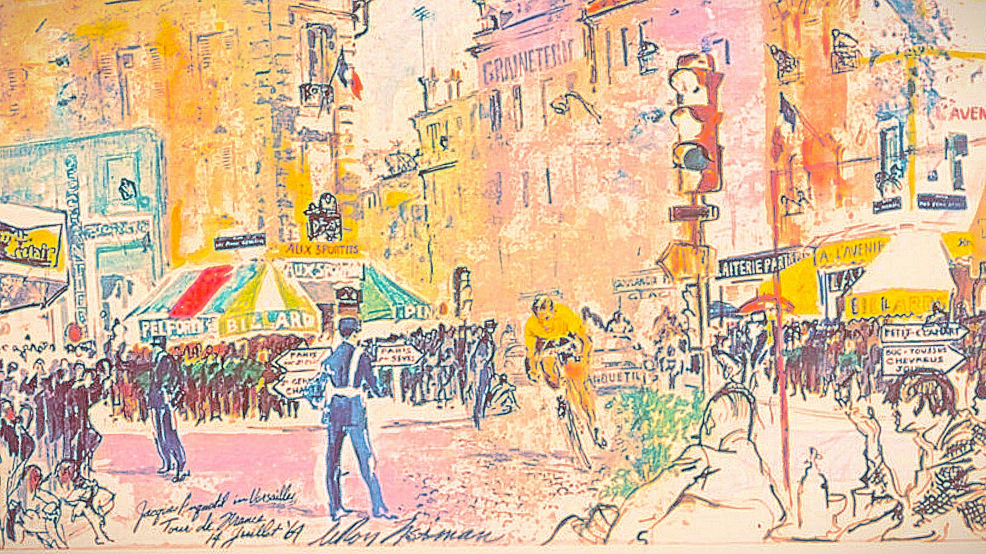 Framed Tour de France Painting