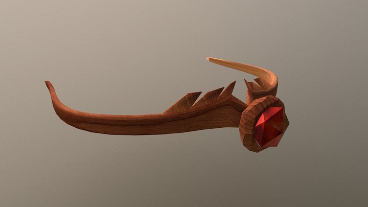 Simple Wooden Crown with Red Crystal 3D Model