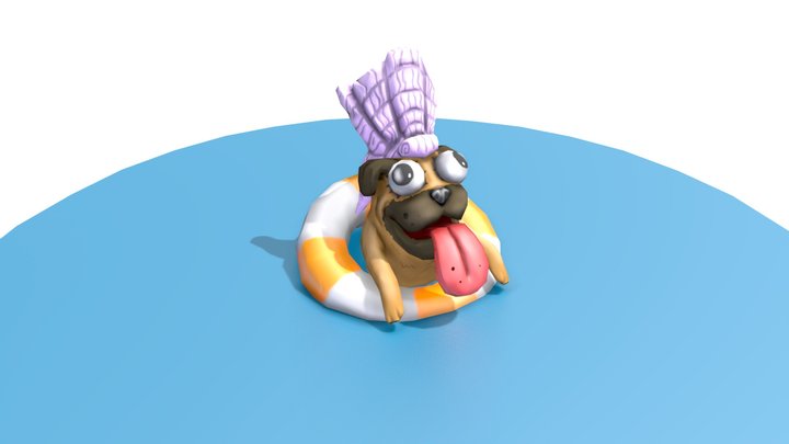Wigged Pug 3D Model