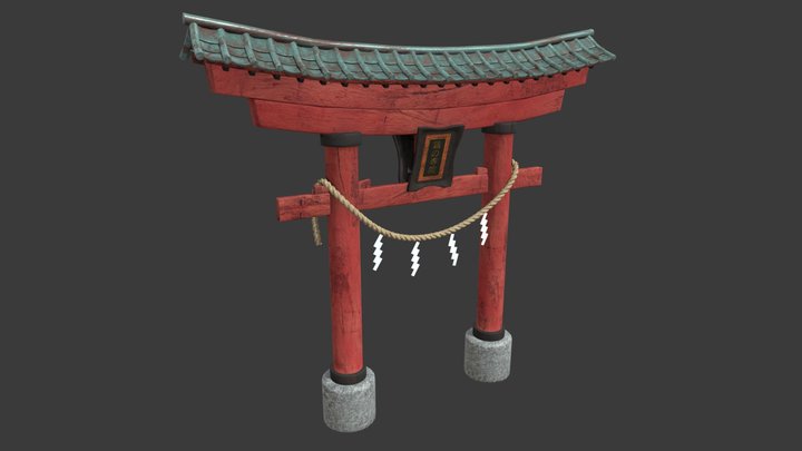 Japanese Torii gate Game Asset 3D Model