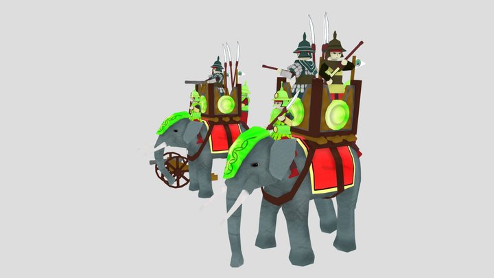 Myanmar History War Elephants 3D Model