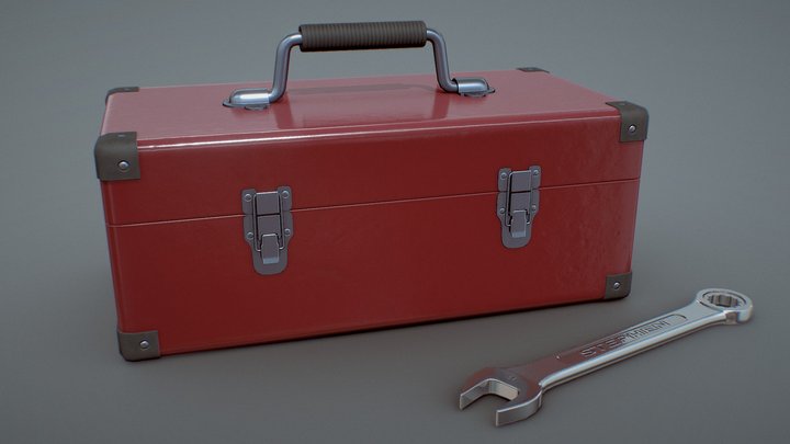 Toolbox & Wrench (low poly) 3D Model
