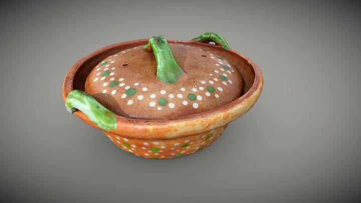 Game ready small, handcrafted, painted clay pot 3D Model