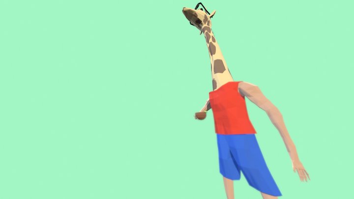 Giraffe Reconsiders Drink 3D Model