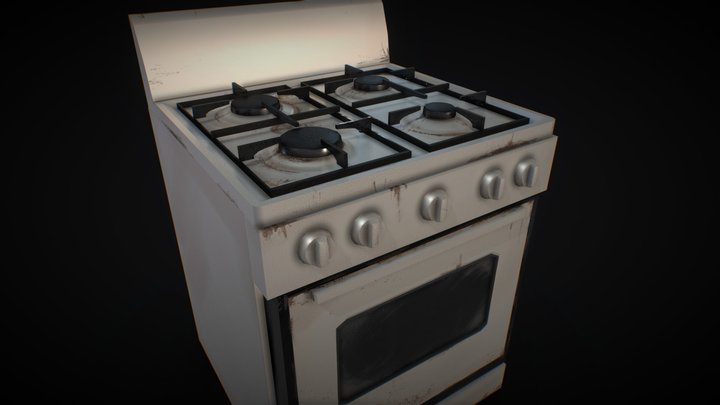 Rusty gas stove 3D Model