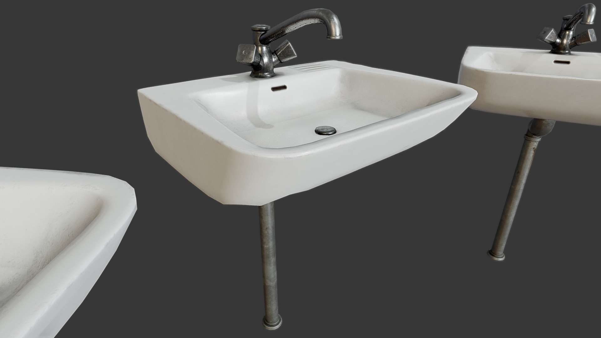 3D model Sink PBR - This is a 3D model of the Sink PBR. The 3D model is about a group of white sinks.