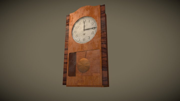 An old soviet wall clock. 3D Model