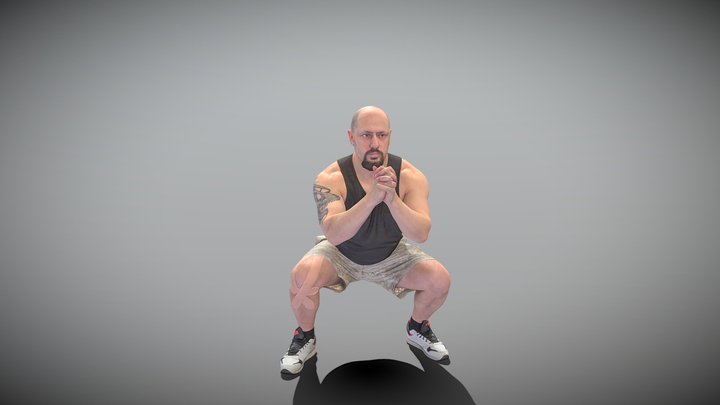 Sporty man doing squats 418 3D Model