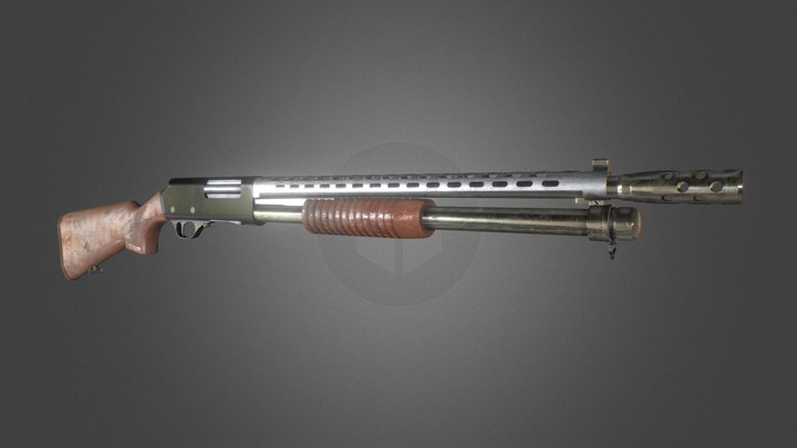 Pump Action Shotgun, Game Asset. 3D Model
