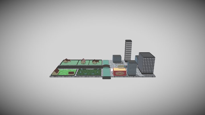 Low Poly City 3D Model