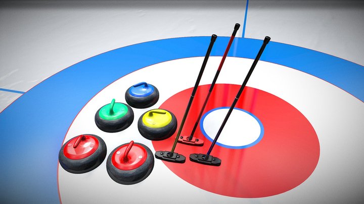 Curling Equipment Collection 3D Model