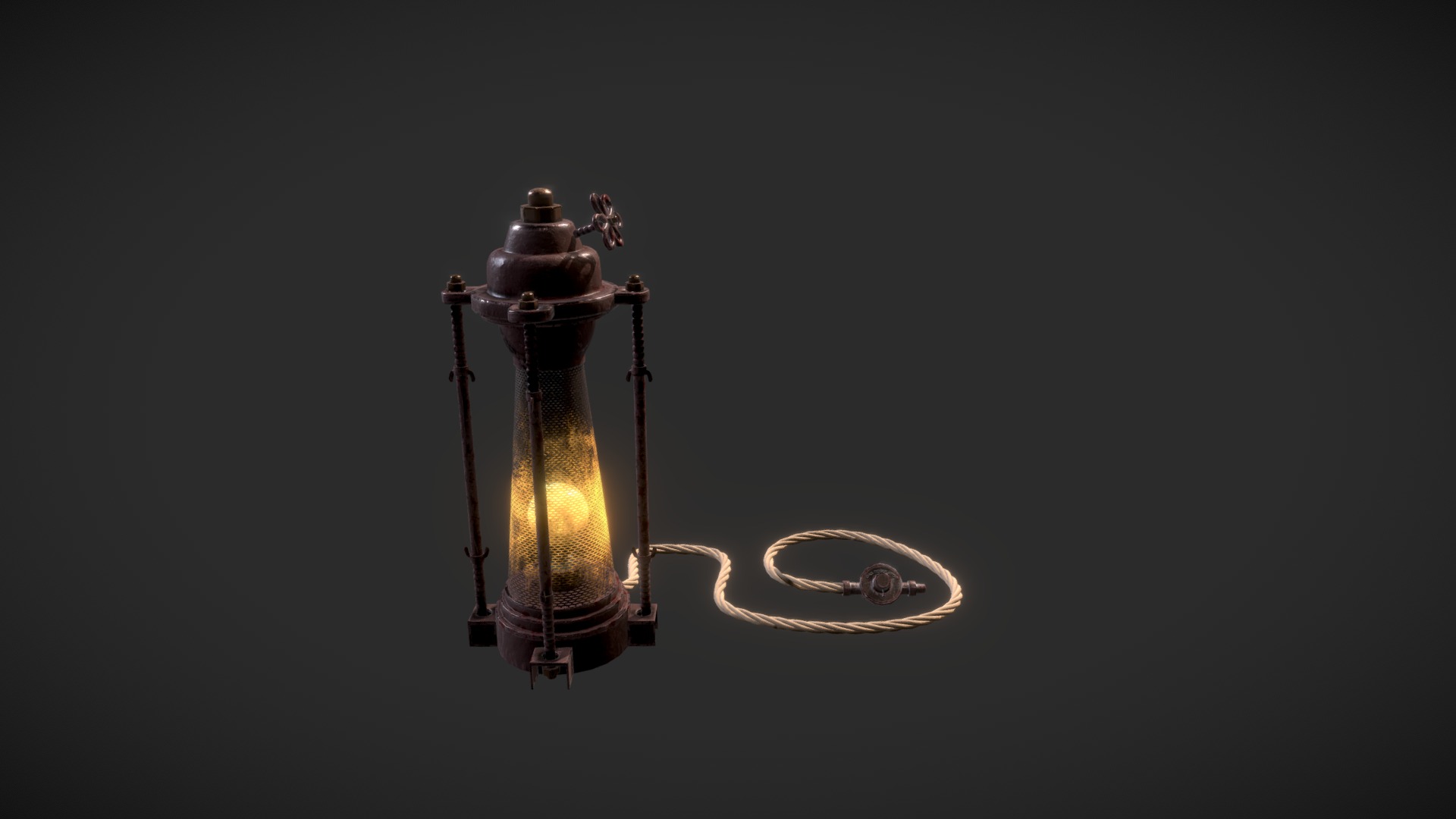 3D model SteamPunk Light_Product01 - This is a 3D model of the SteamPunk Light_Product01. The 3D model is about a light bulb with a flame.