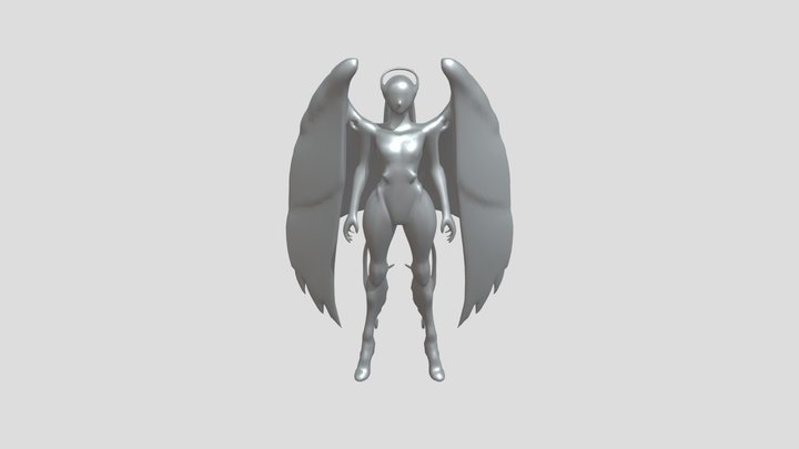 Futuristic winged humanoid figure 3D Model